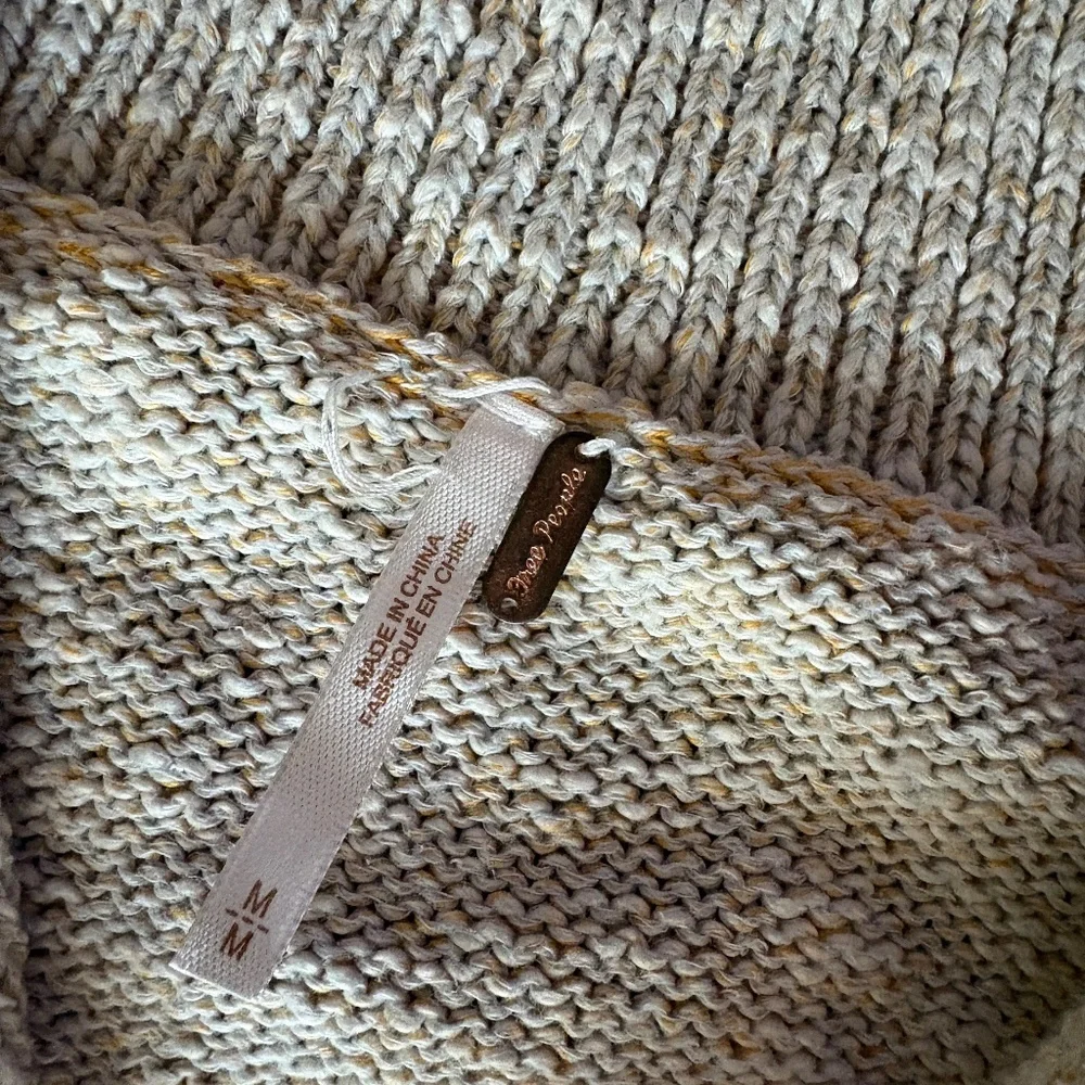 Free People Mont Blanc Mini Sweater Dress, Tan Oatmeal Color, Size Medium, Zip
